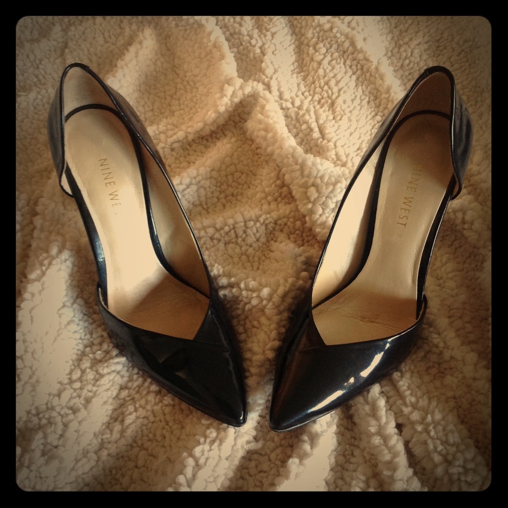 Patent, black heels - size 6